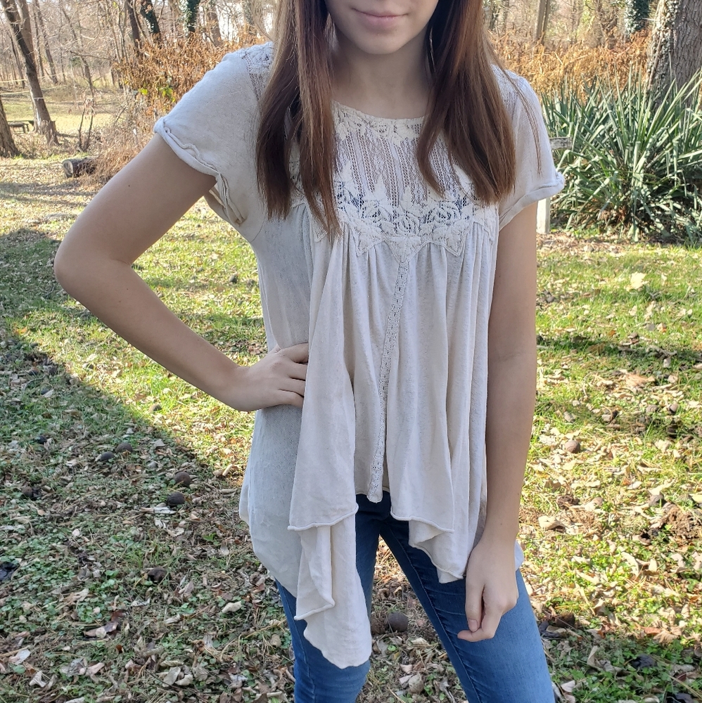 Free People Cream boho flowy top